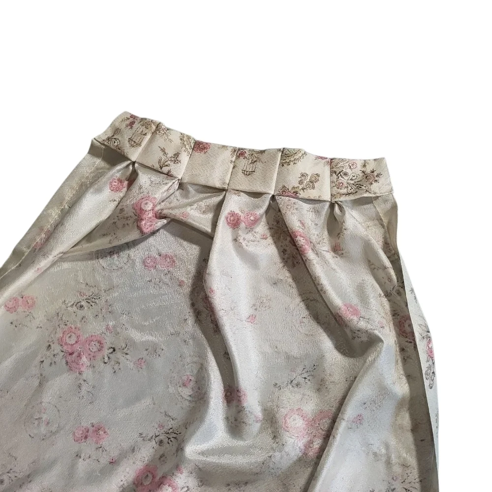 Vintage Floral Rose Satin Curtain Panel - Cottagecore Decor birdhouse